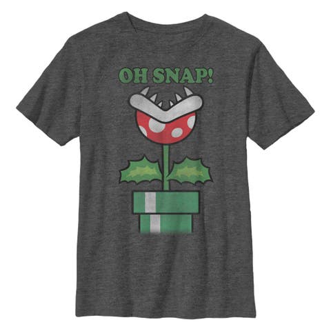Boys' Husky Plus Mario Piranha Oh Snap Short Sleeve Graphic T-shirt