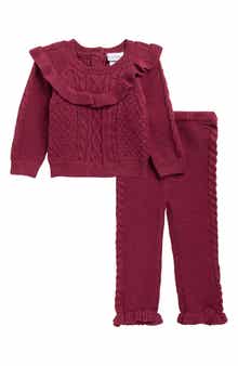 Lurex Cable Knit Sweater & Pants Set