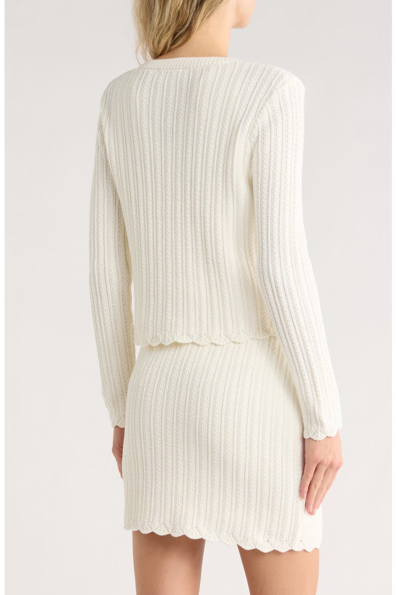 Cotton Pointelle Crop Cardigan, Alternate, color, IVORY
