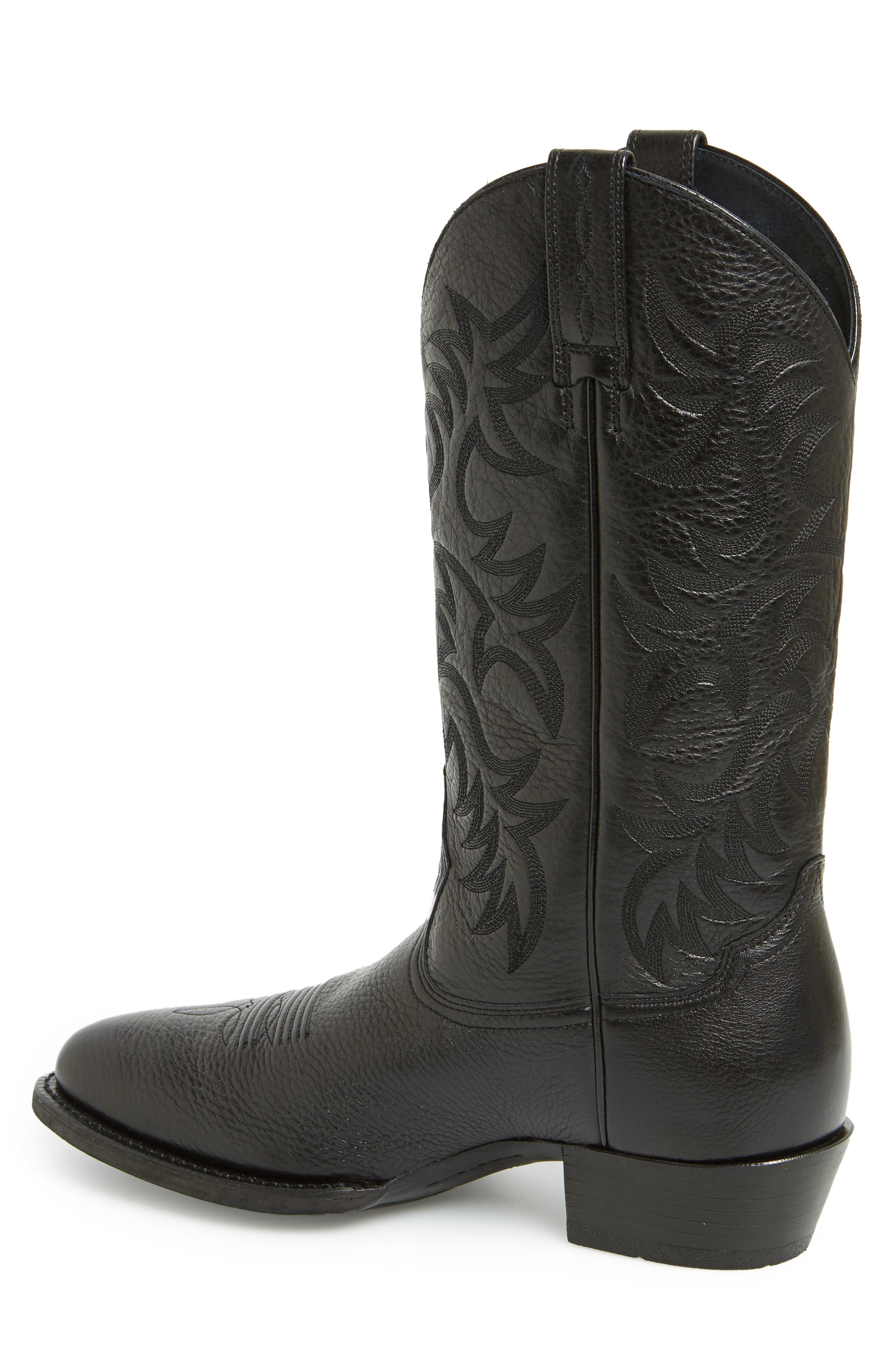Ariat 'Heritage' Leather Cowboy R-Toe Boot, Alternate, color, Black