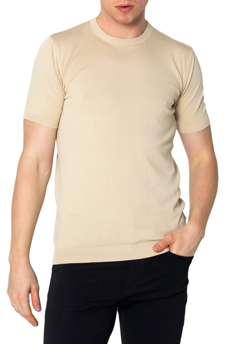 Ribbed Crewneck T-Shirt, Main, color, BEIGE