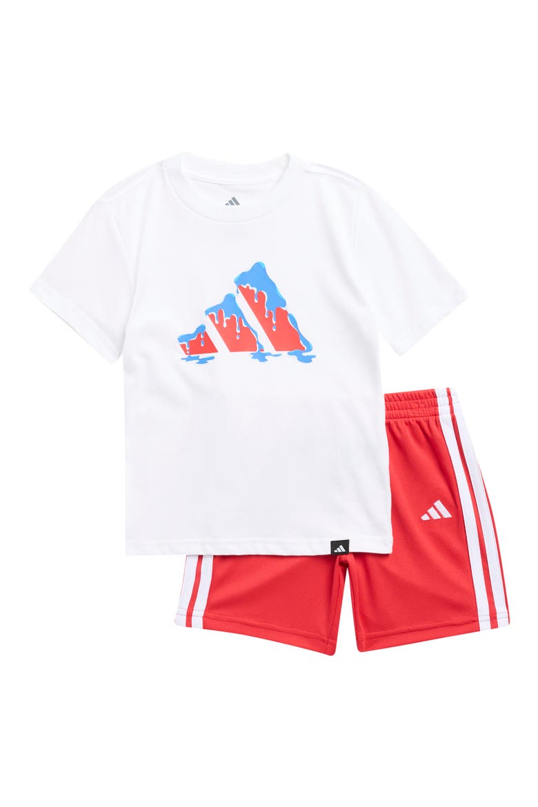 Kids' Logo Graphic T-Shirt & Shorts Set, Main, color, WHITE WITH RED