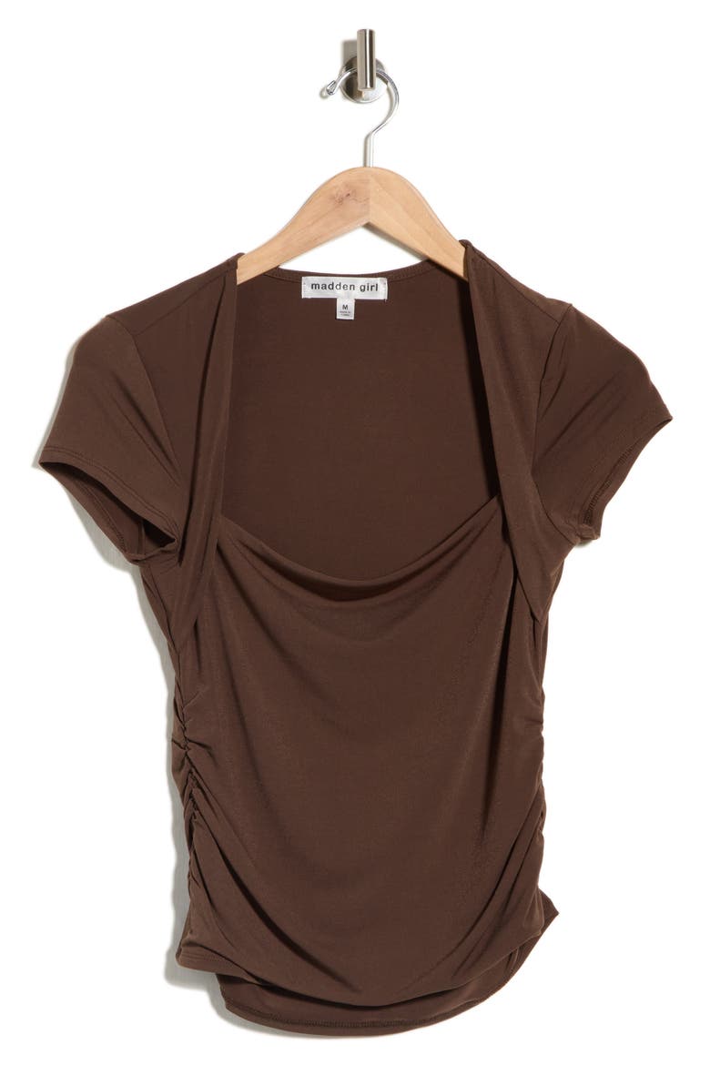 Layered Ruched Top, Main, color, CHESTNUT BROWN