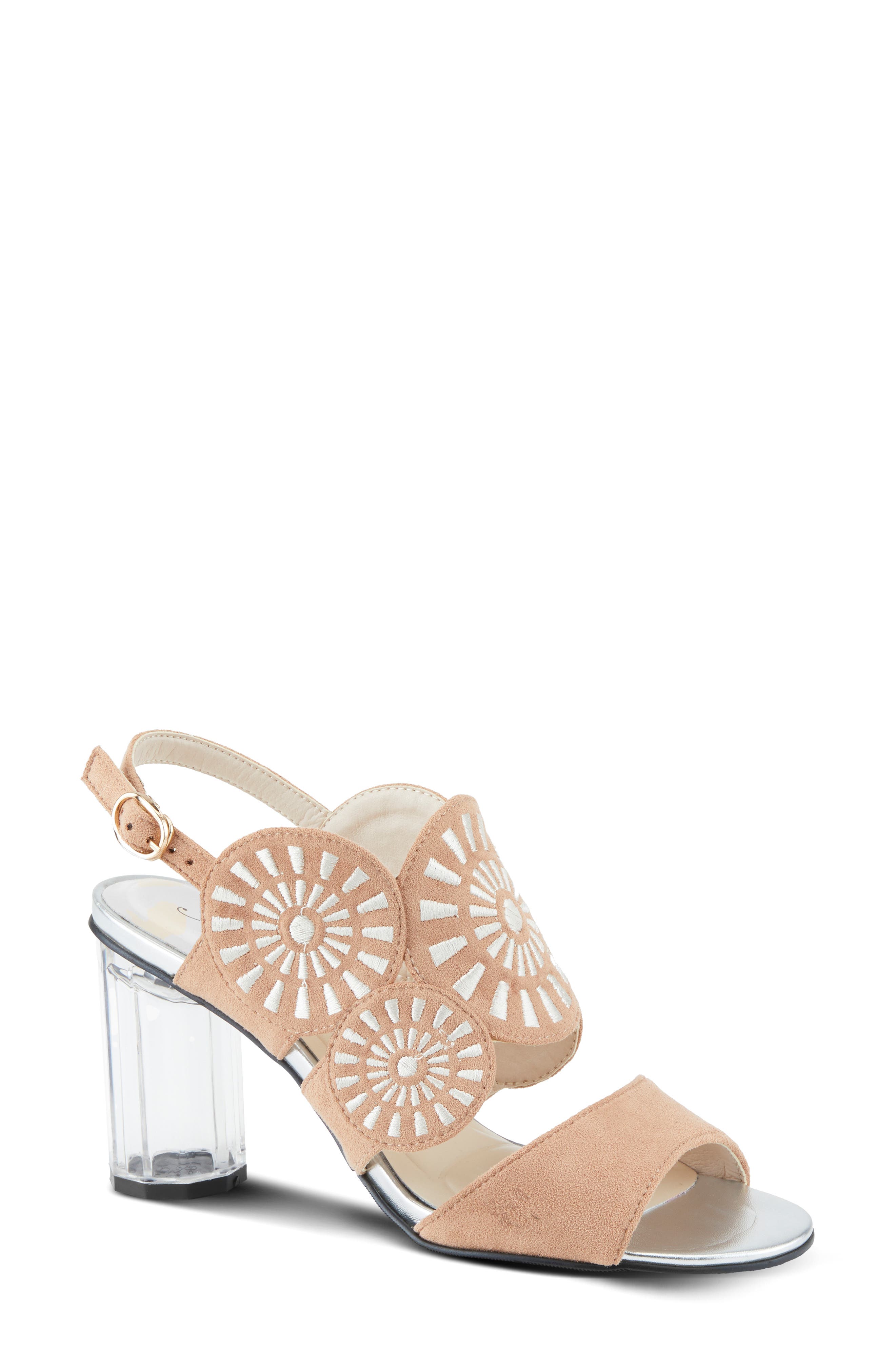 AZURA BY SPRING STEP Embroidery Slingback Sandal in Tan Multi 