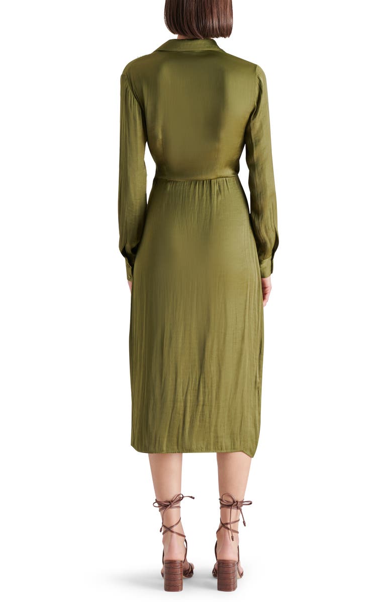 Steve Madden Long Sleeve Satin Wrap Dress, Alternate, color, 
