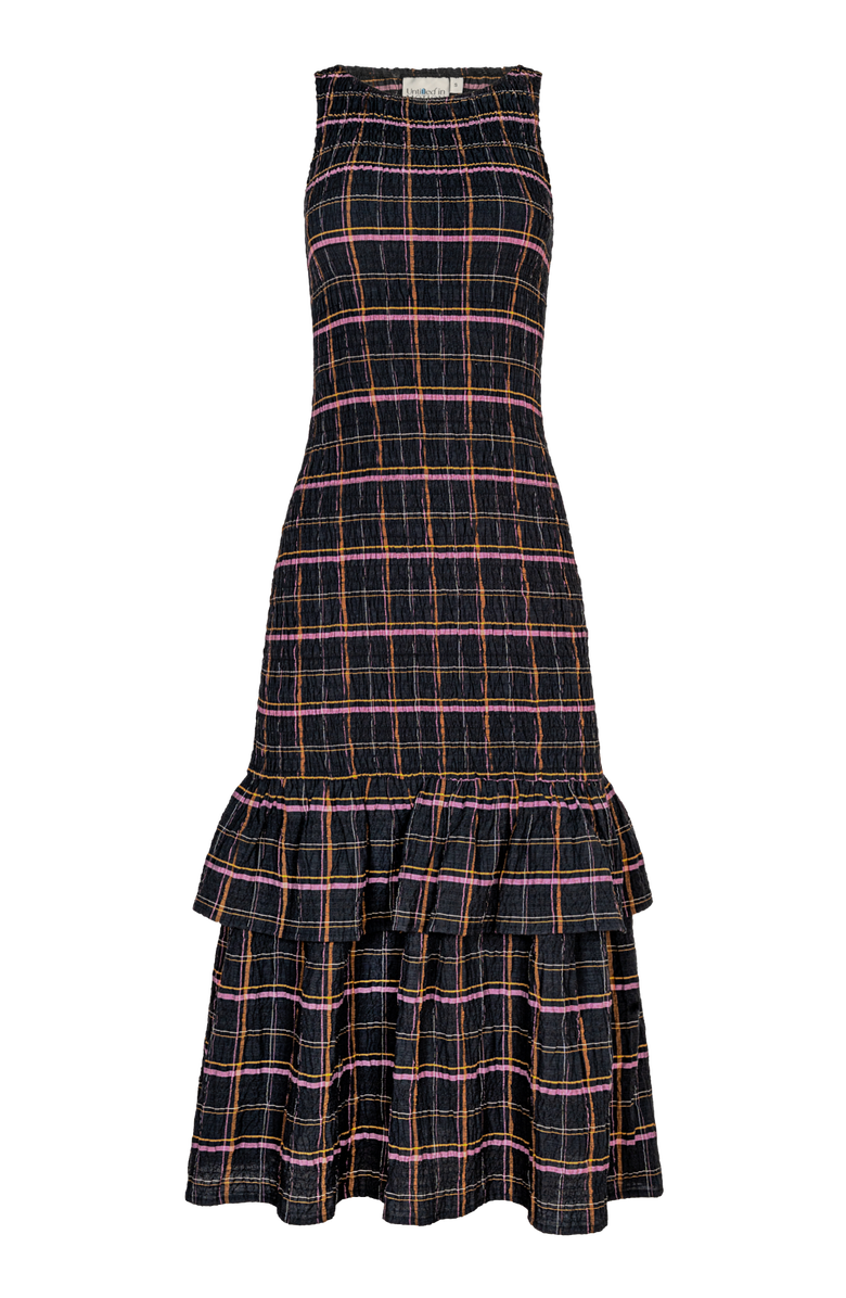 Untitled in Motion Annie Smocked Plaid Crinkle Midi Dress, Main, color, Viv Plaid