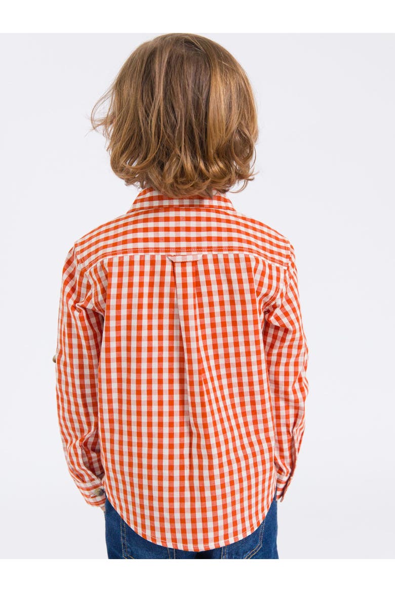 Toddler Boys Long Sleeve Button Down Shirt, Alternate, color, Classic Rust Gingham
