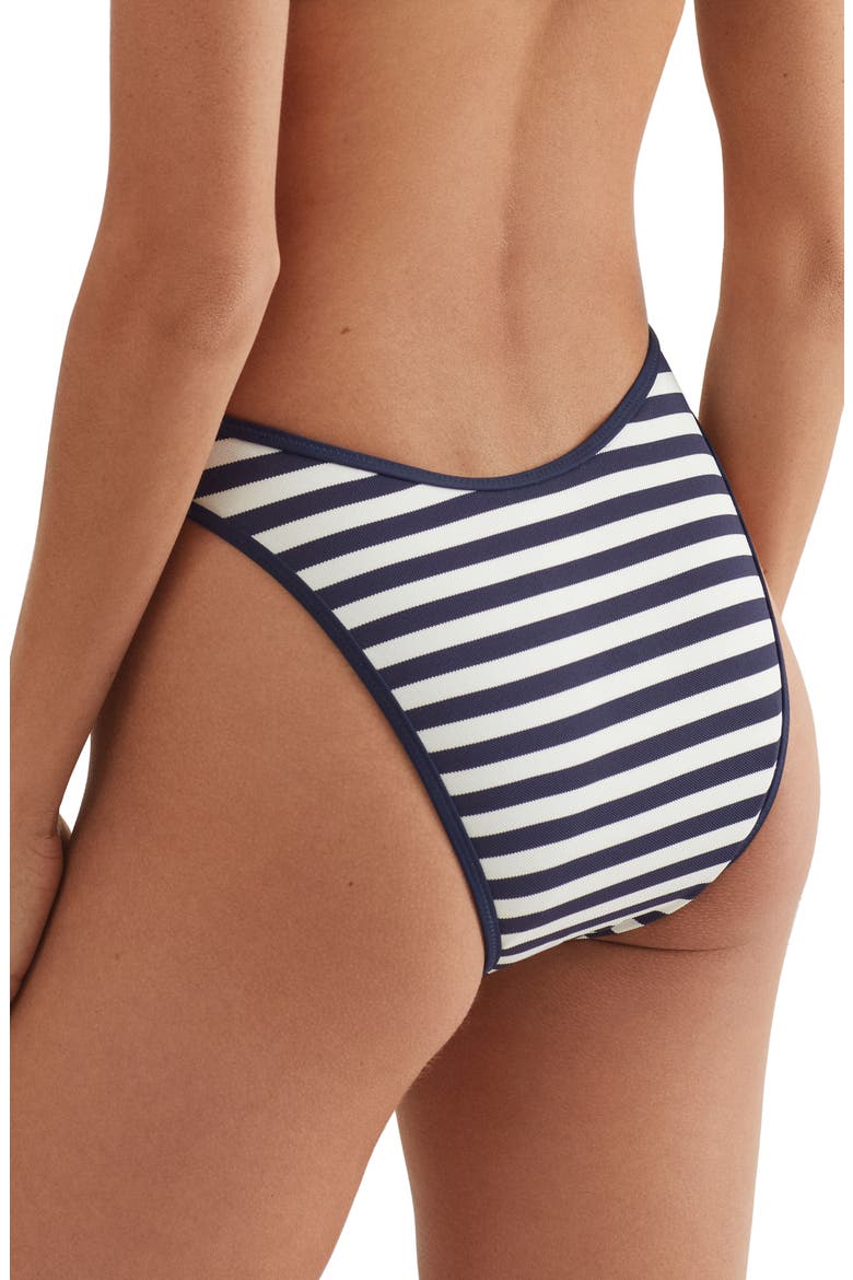 High Leg Scoop Bikini Bottoms, Alternate, color, WHITE/NAVY