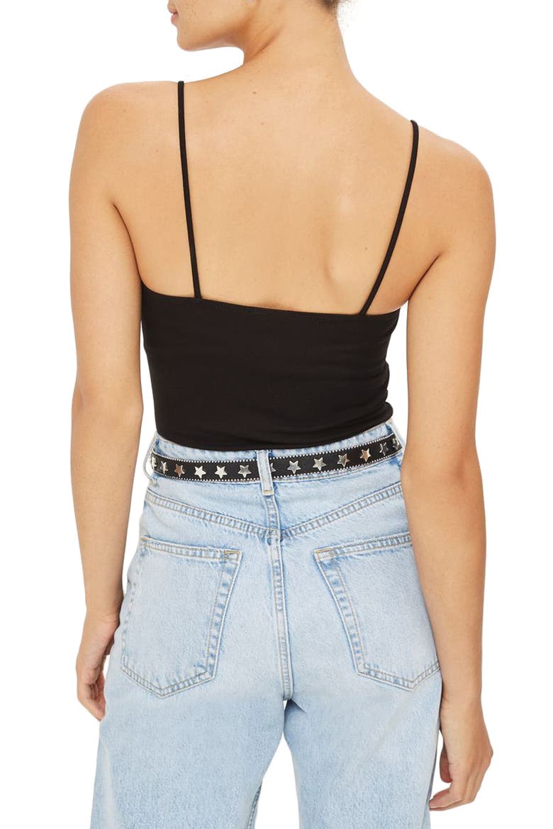 Square Neck Ponte Bodysuit, Alternate, color, BLACK