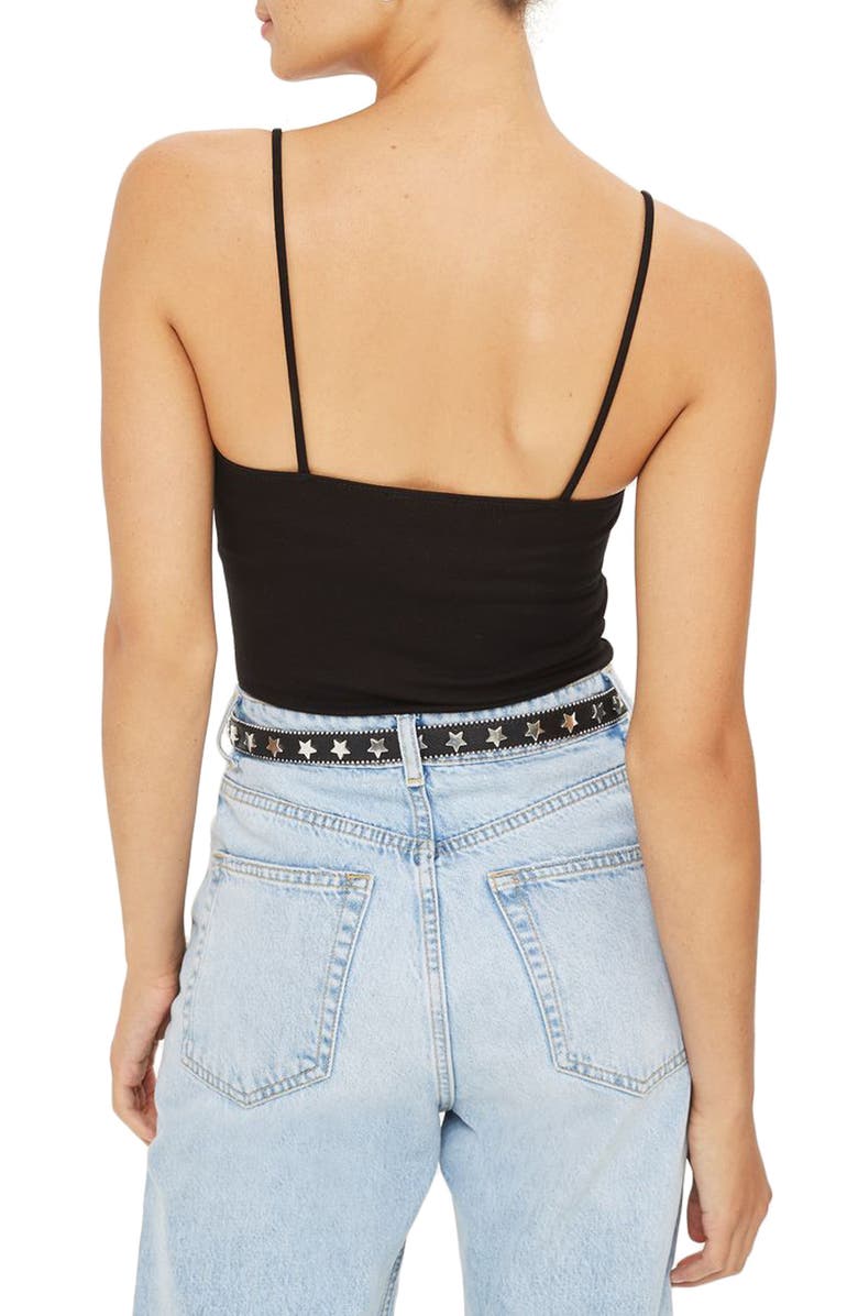 Topshop Square Neck Ponte Bodysuit, Alternate, color,