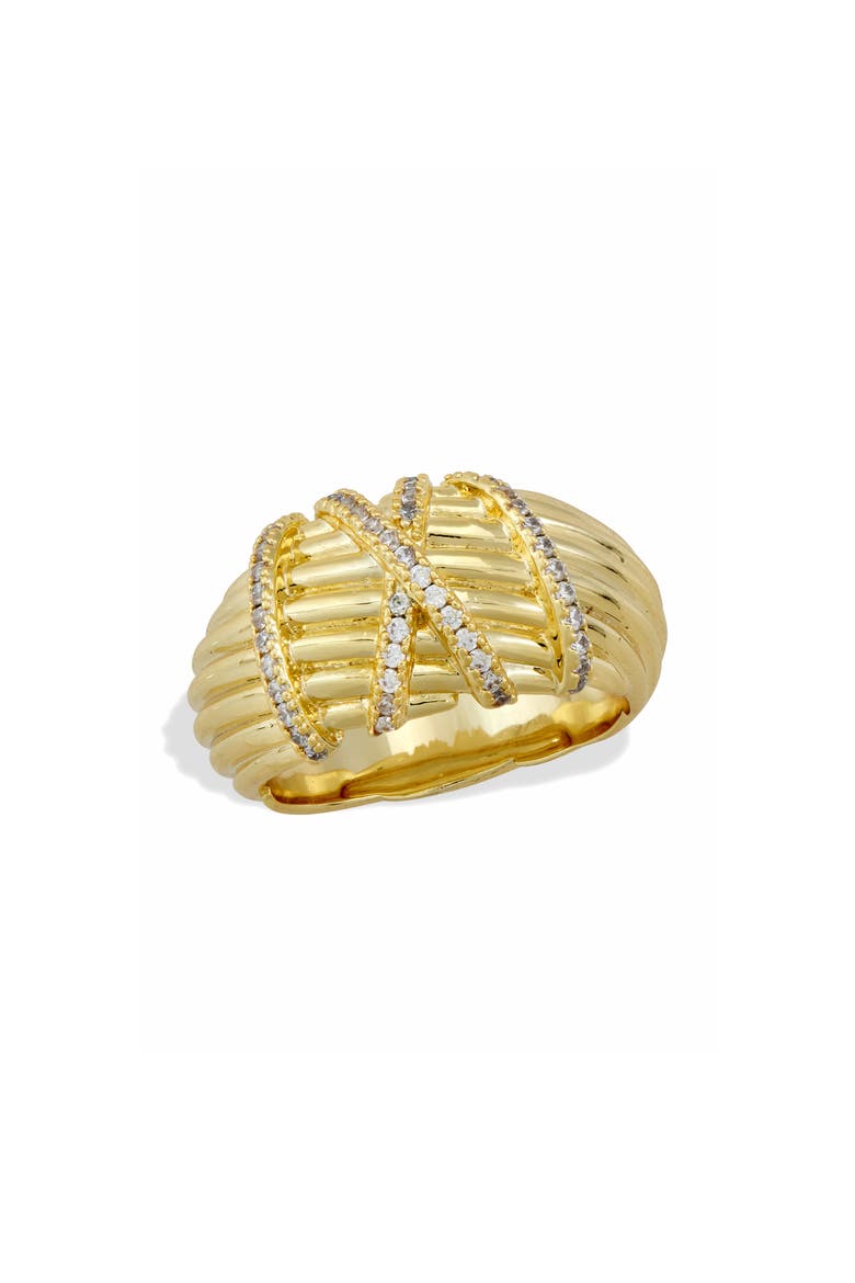 Dome Rib CZ Ring, Main, color, YELLOW