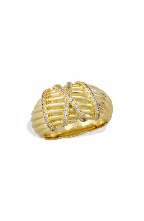 Dome Rib CZ Ring