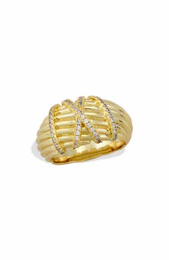 Dome Rib CZ Ring