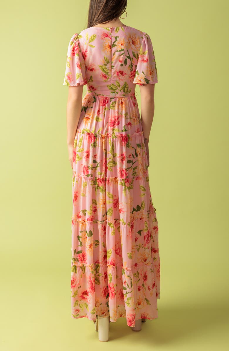 FLYING TOMATO Flutter Sleeve Maxi Dress, Alternate, color,