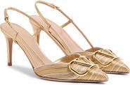 Valentino Garavani VLOGO Signature Metallic Slingback Pump