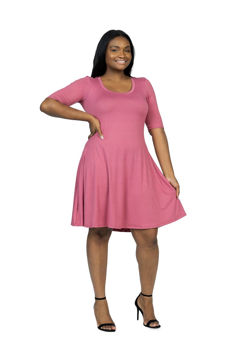 Scoop Neck Jersey Dress, Alternate, color, ROSE