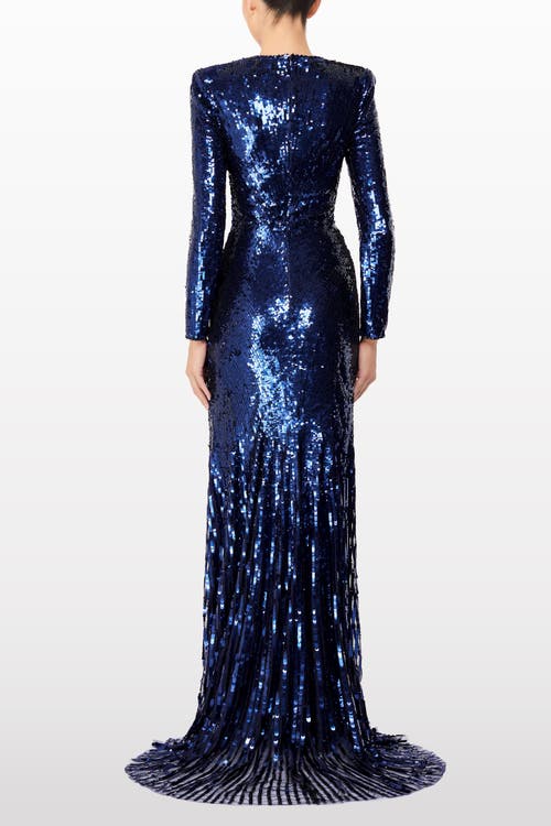 Jenny Packham Margot Sequin-embellished Evening Dress In Blue