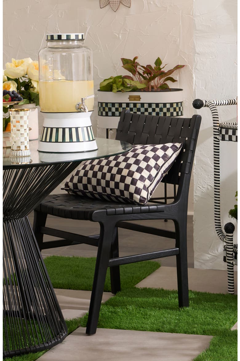 Courtly Check Print Outdoor Lumbar Pillow, Alternate, color, BLACK