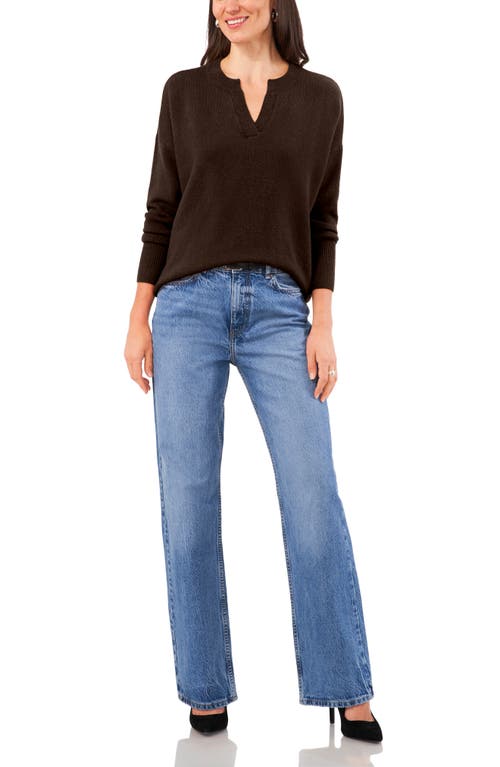 Vince Camuto Drop Shoulder V-neck Sweater In Brown
