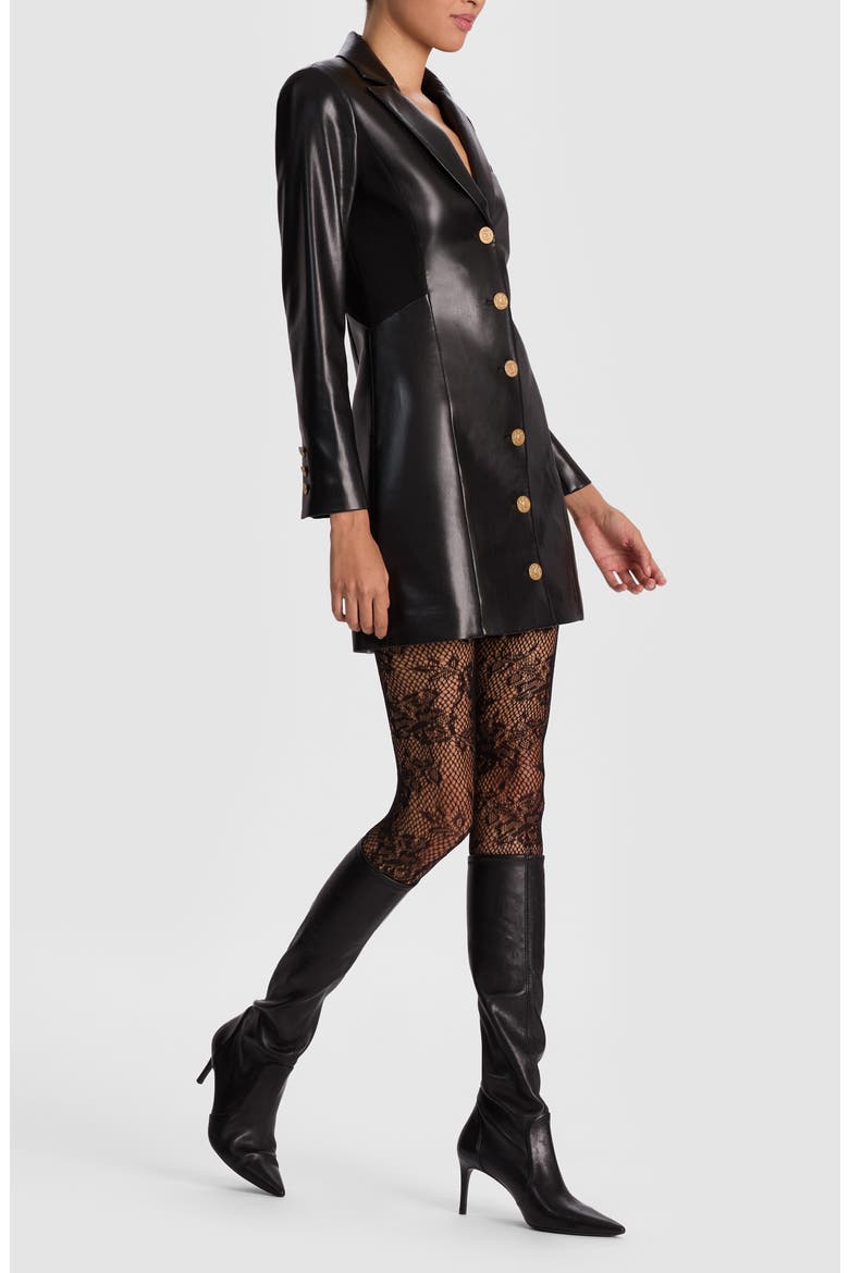 Michelle Long Sleeve Faux Leather Mini Blazer Dress, Alternate, color, BLACK