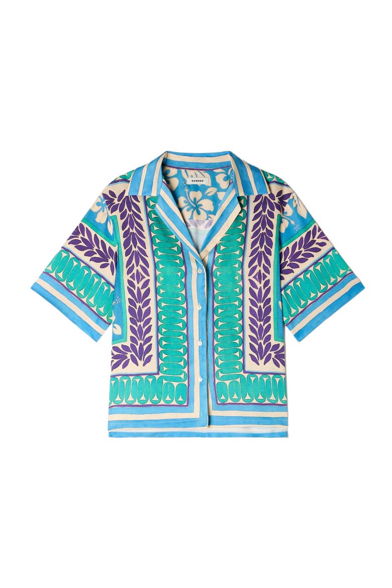 Flower print shirt, Alternate, color, Green / purple