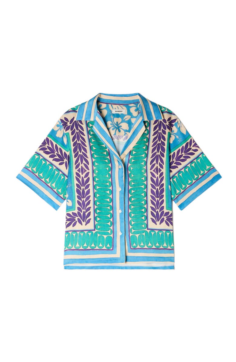 SANDRO Flower print shirt, Alternate, color, Green / Purple