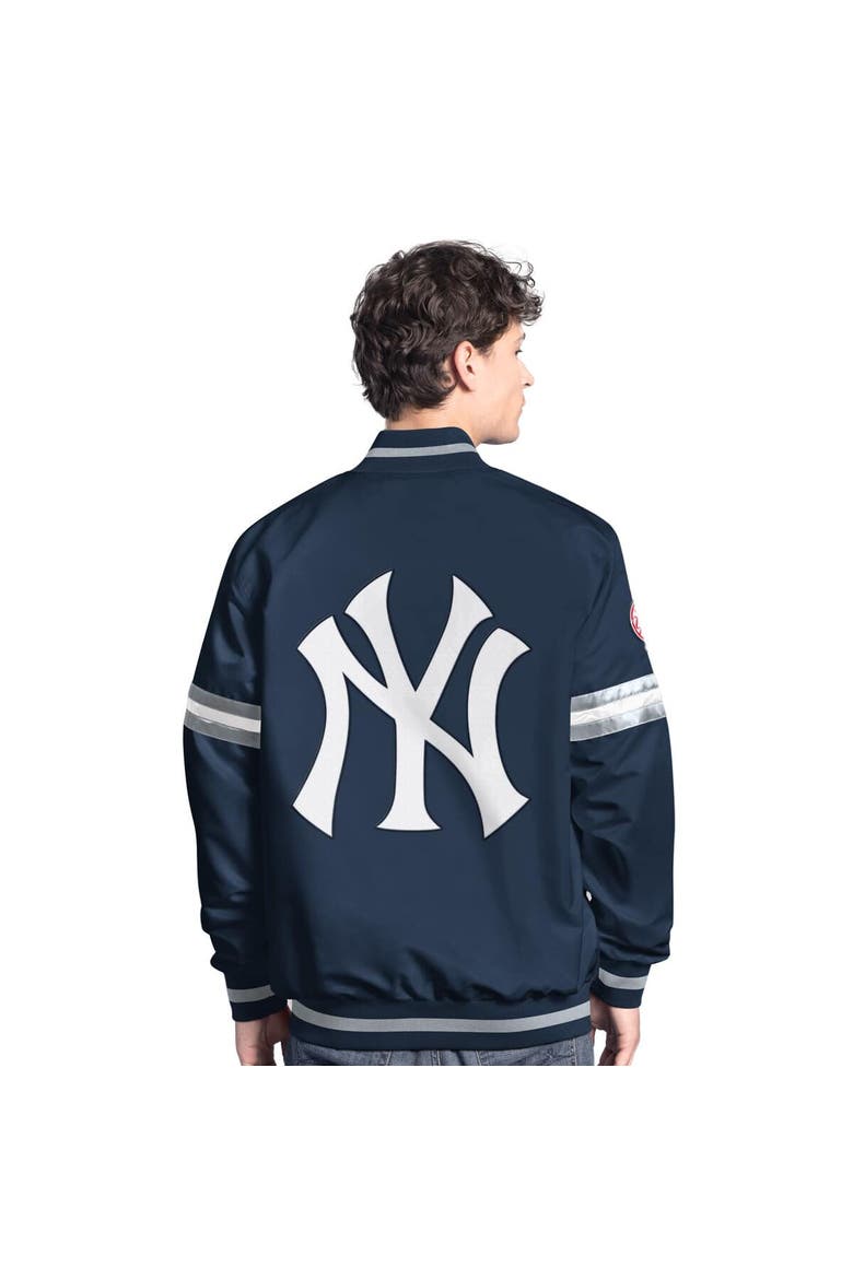 Men's Starter  Navy New York Yankees Scout Full-Snap Varsity Jacket, Alternate, color, Navy