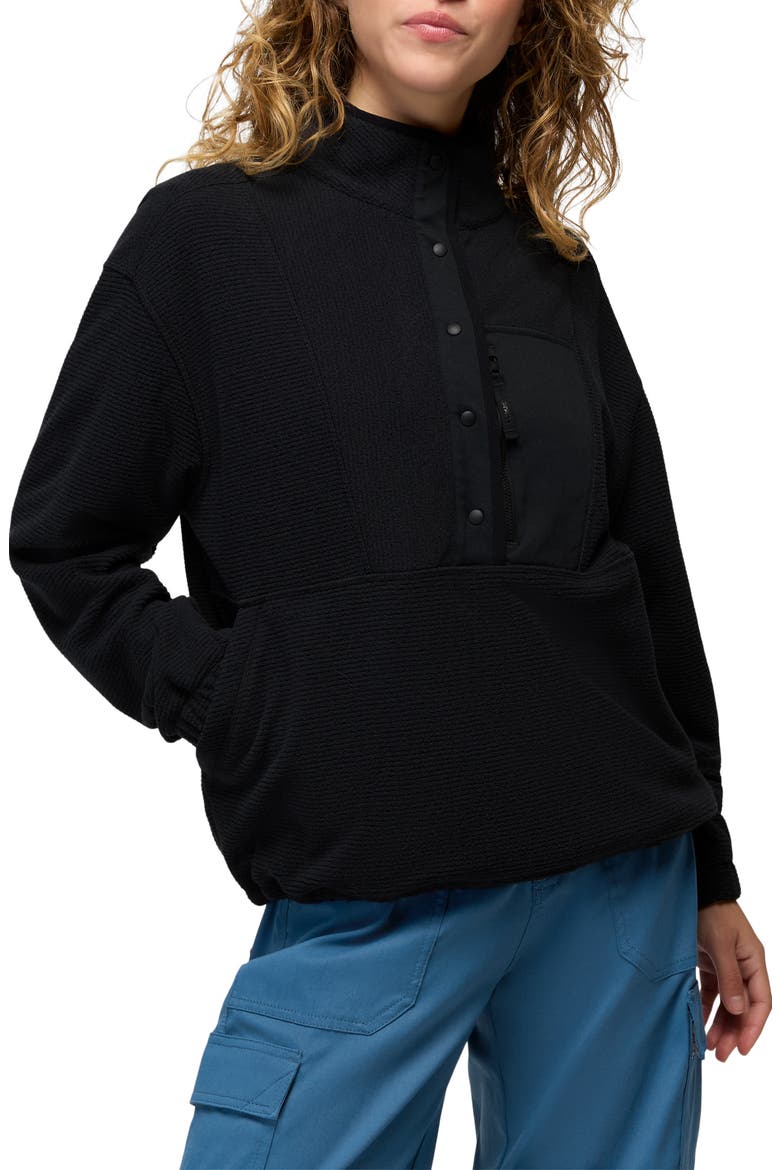 Stretch Zion Fleece Half Snap Pullover, Main, color, BLACK