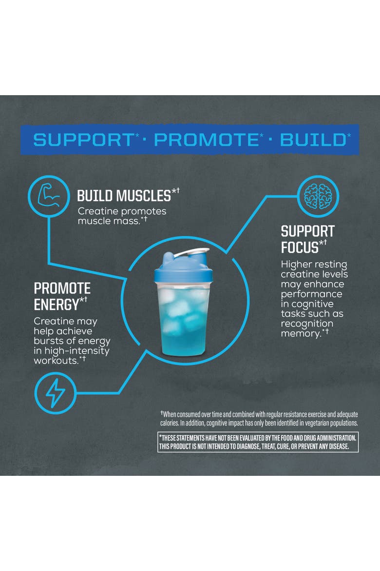 Active Creatine Monohydrate Powder, Blue Raspberry, 332g, Alternate, color, No Color