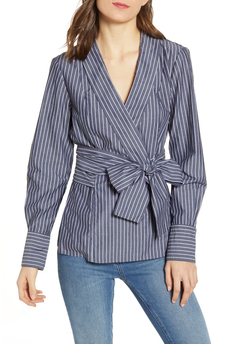 Stripe Wrap Top, Main, color, COMBO S
