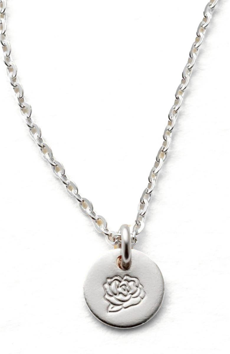 MADE BY MARY September Birth Flower Necklace, Main, color, Silver