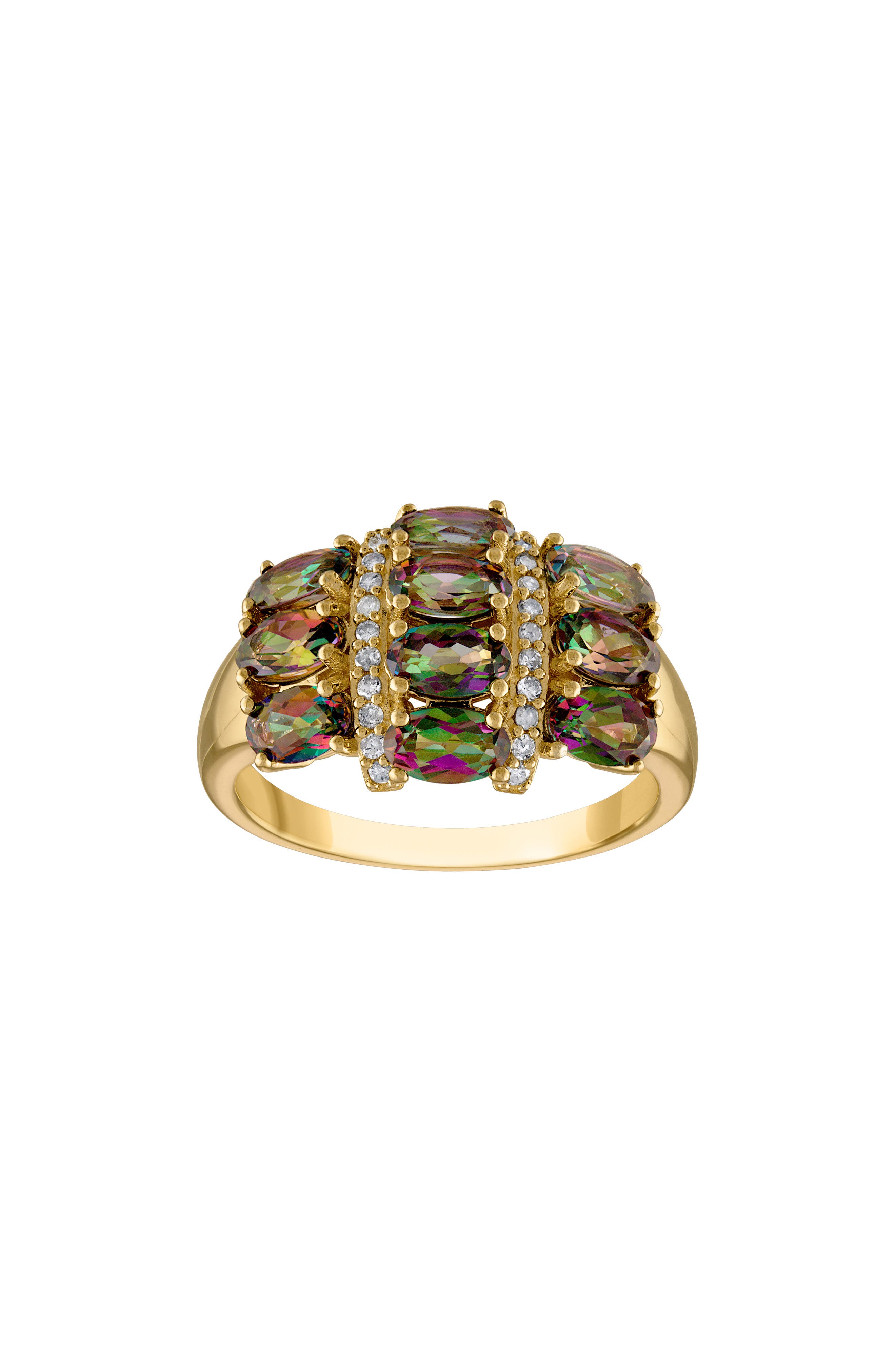 FZN 14K Gold Over Silver Mystic Topaz & Diamond Ring - 0.11ct.