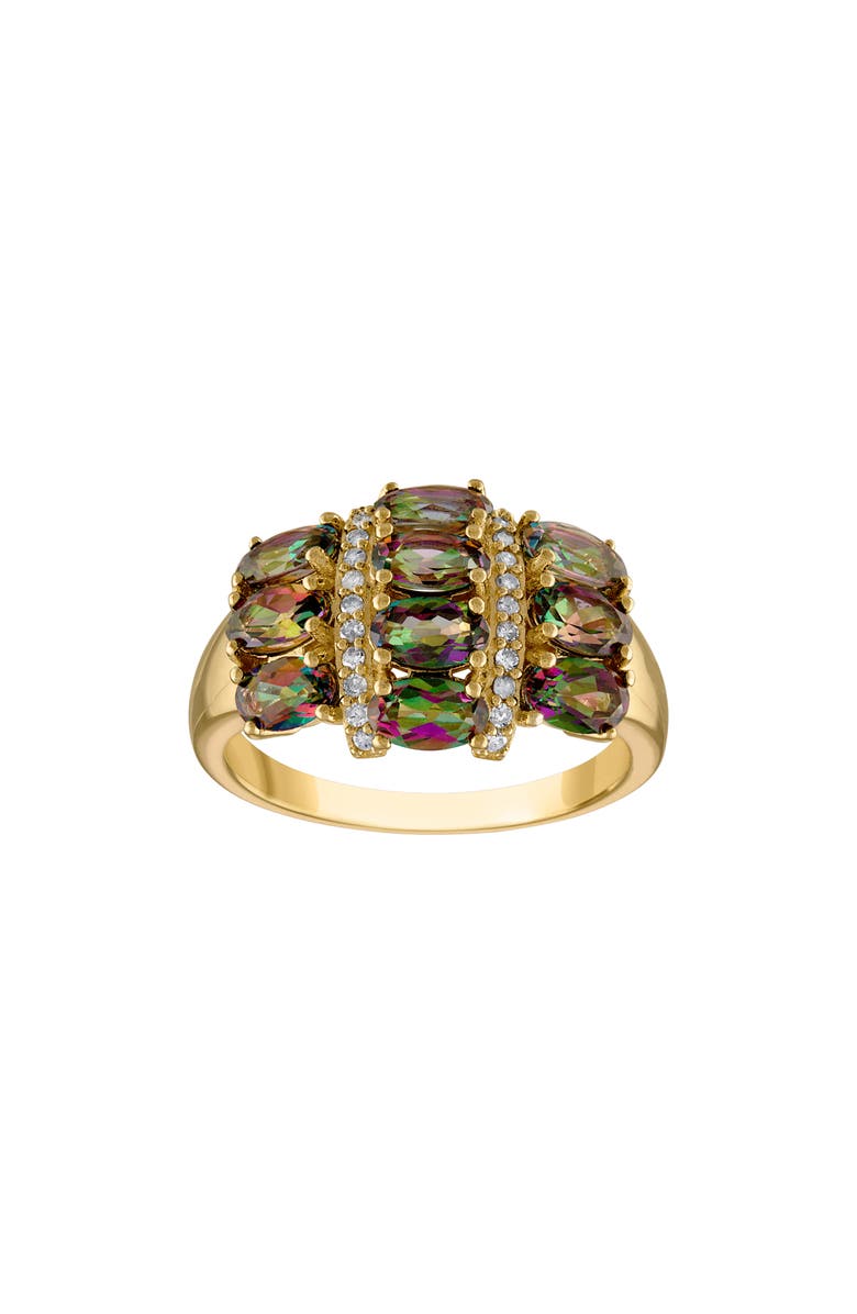 FZN 14K Gold Over Silver Mystic Topaz & Diamond Ring - 0.11ct., Main, color, Yellow