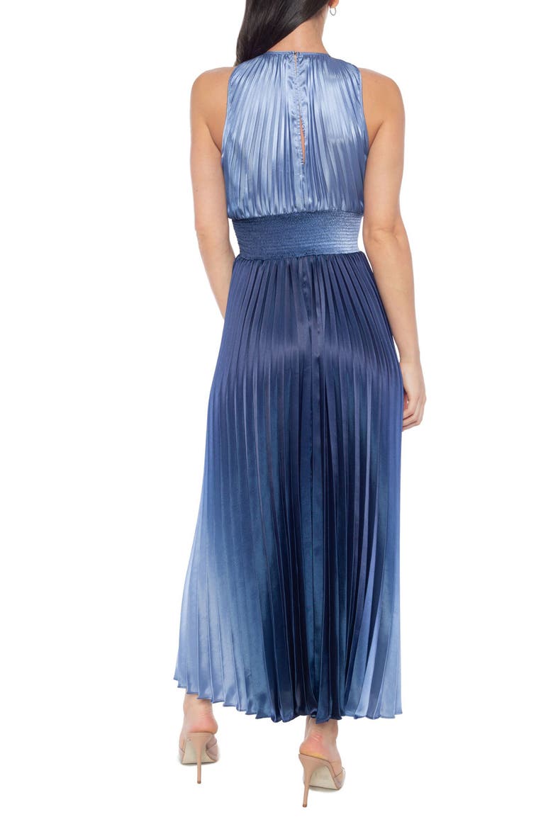 Pleated Ombre Midi Dress, Alternate, color, NAVY/ PERIWINKLE