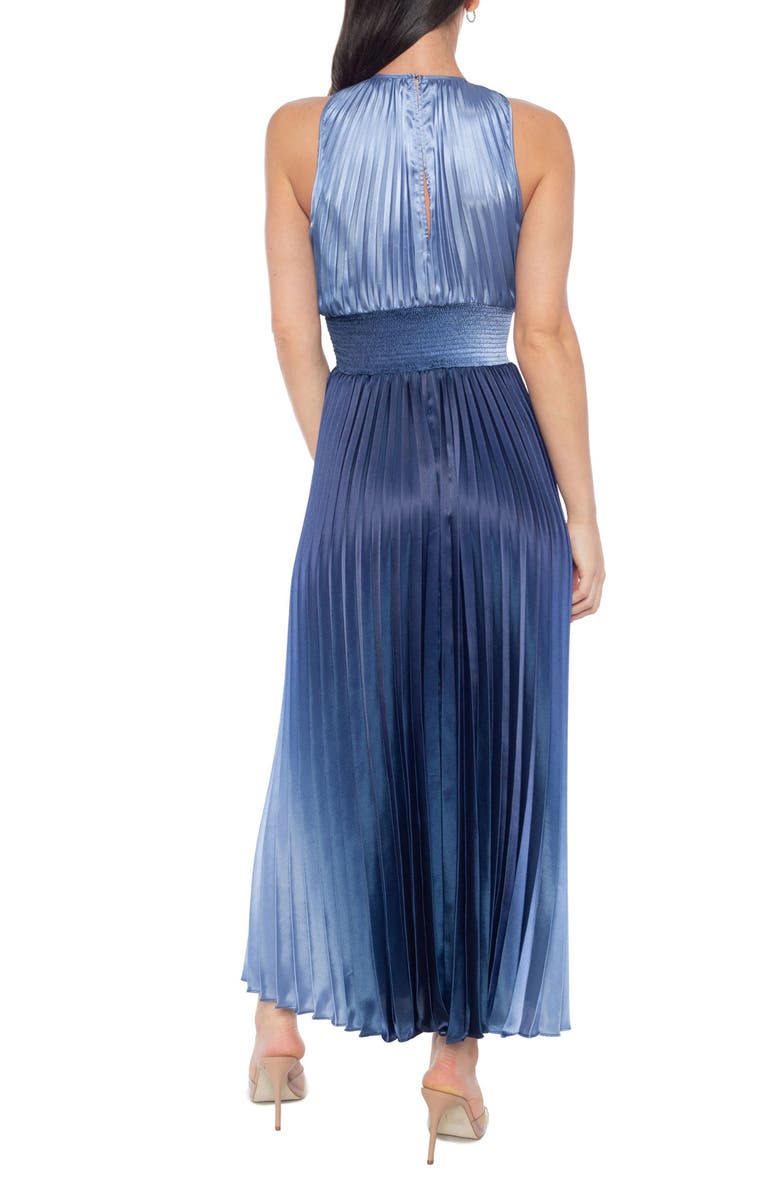Oleg Cassini Pleated Ombre Midi Dress, Alternate, color, Navy/ Periwinkle