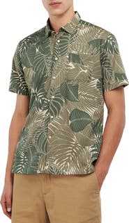 Barbour Cornwall Leaf Print Short Sleeve Button-Up Shirt