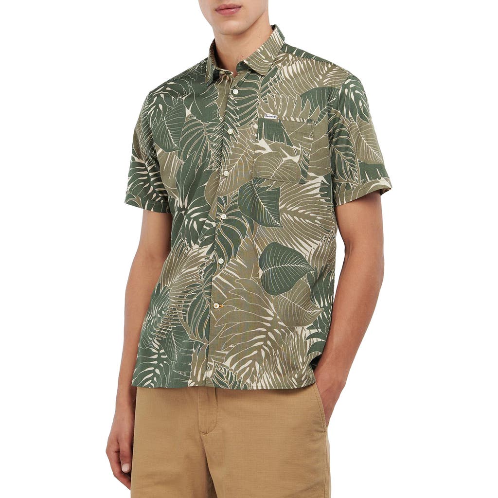 Barbour Cornwall Leaf Print Short Sleeve Button-up Shirt