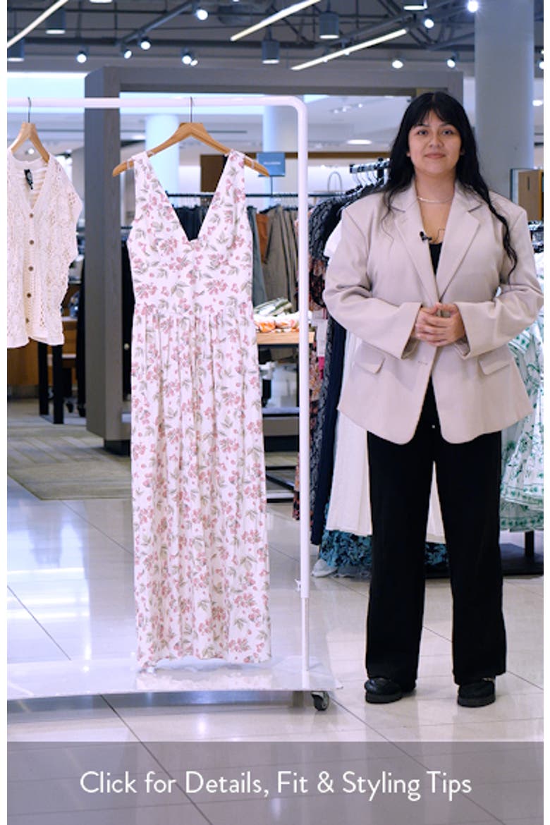 Vivia Floral Plunge Neck Drop Waist Midi Dress video