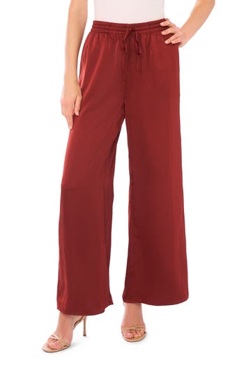 1.state Drawstring Wide Leg Pants In Red