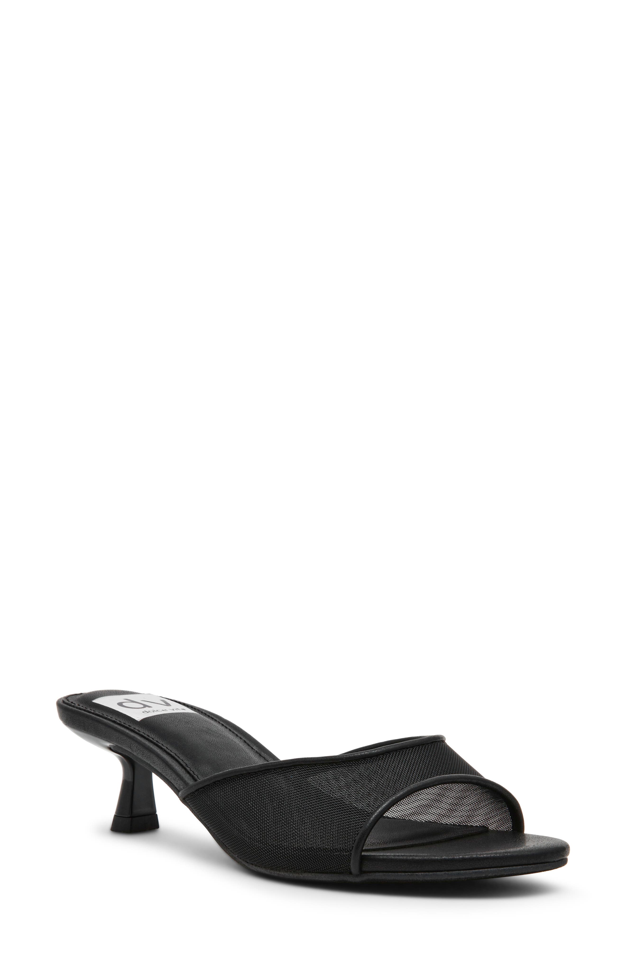 DV by Dolce Vita Dorthey Mesh Kitten Heel Sandal, Main, color, Black