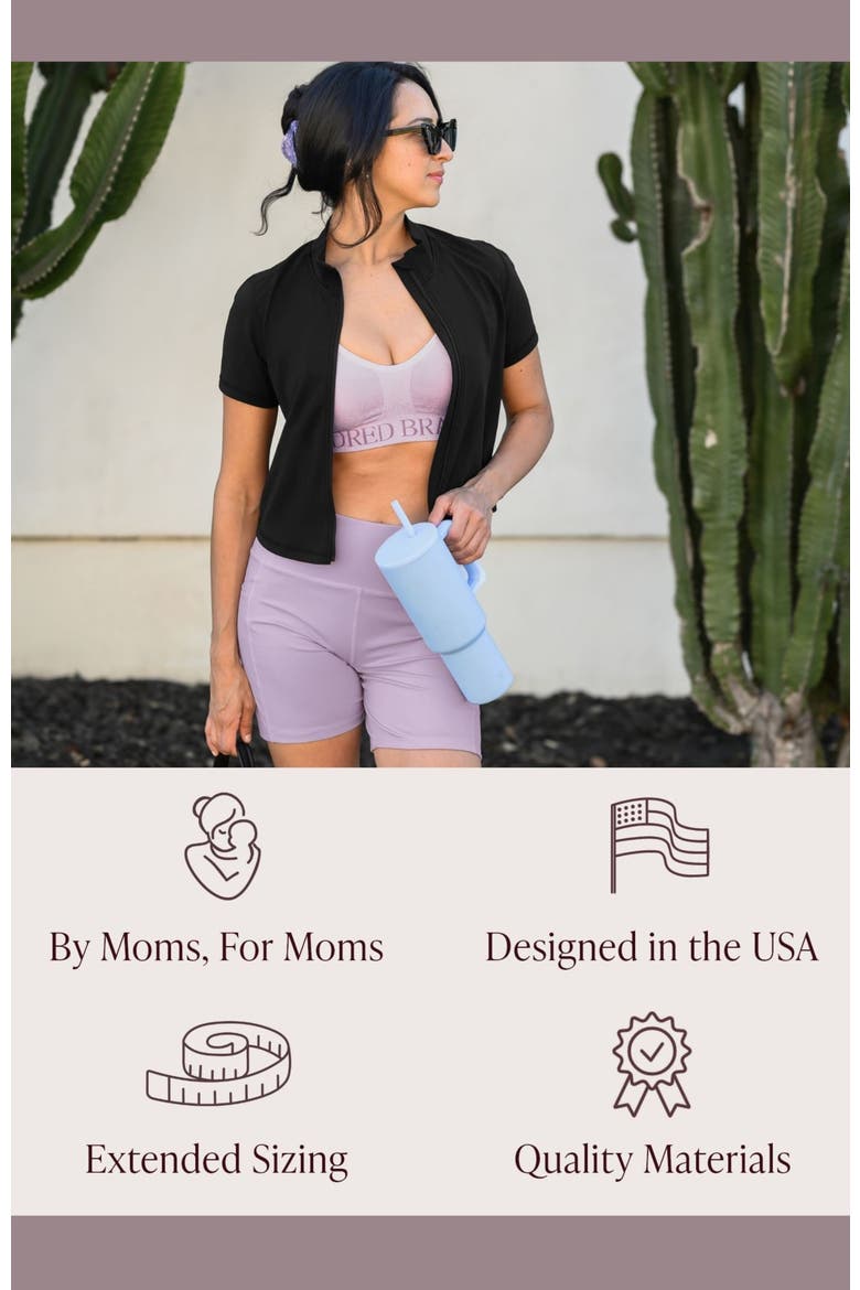 Stevie Active Postpartum Bike Short, Alternate, color, Lavender Mist