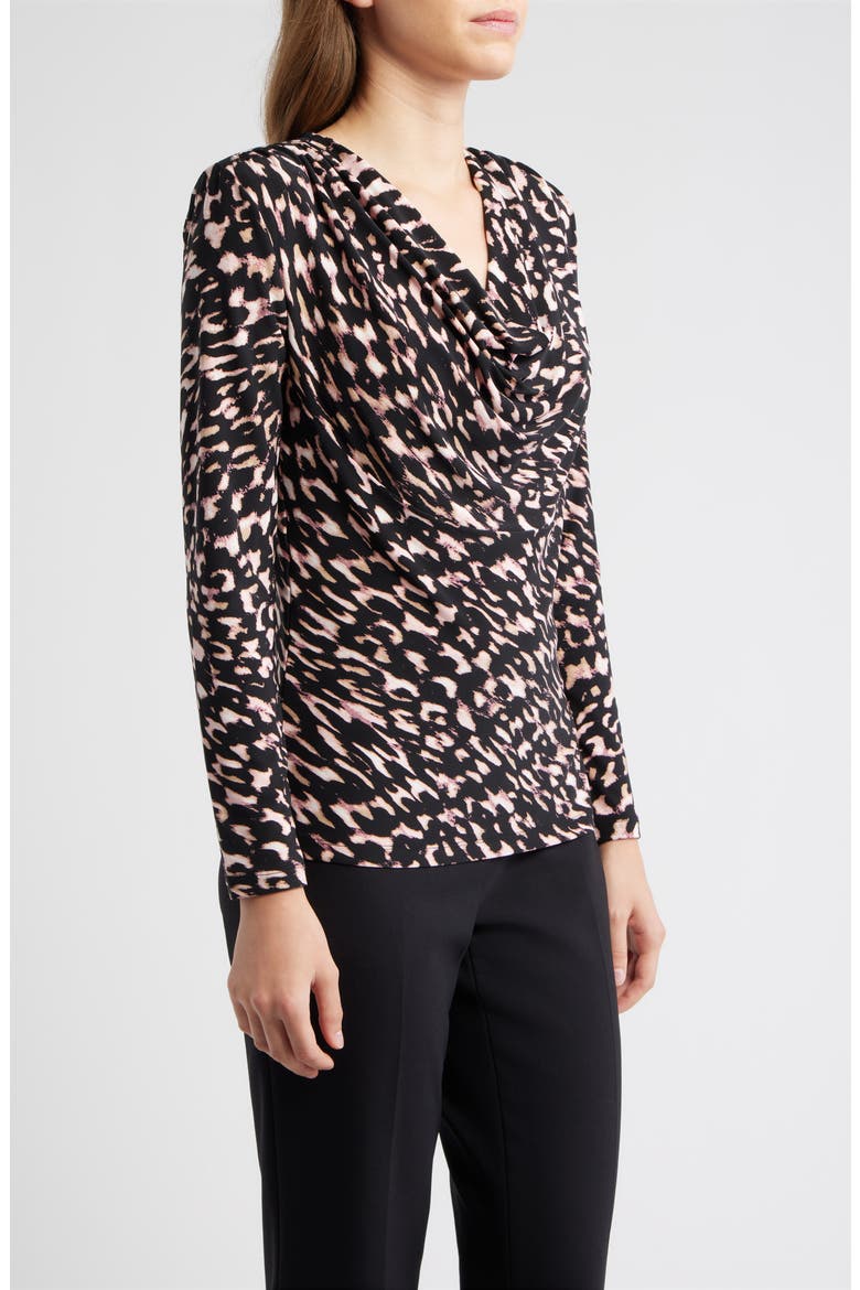 Abstract Print Cowl Neck Top, Alternate, color, BLACK MULTI/ BLACK