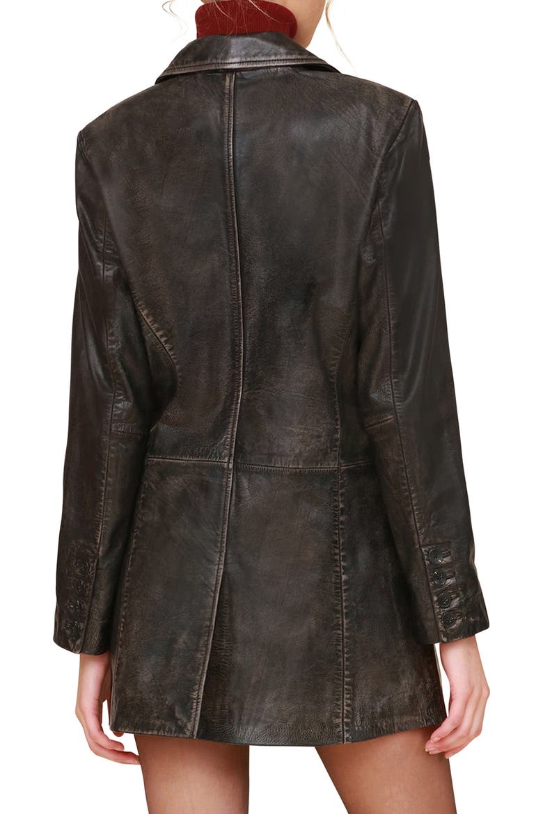 Oversize Leather Blazer, Alternate, color, WASHED BLACK