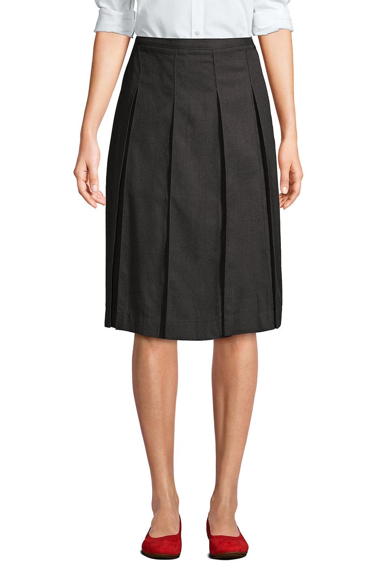 School Uniform  Solid Box Pleat Skirt Below the Knee, Main, color, Academic Gray