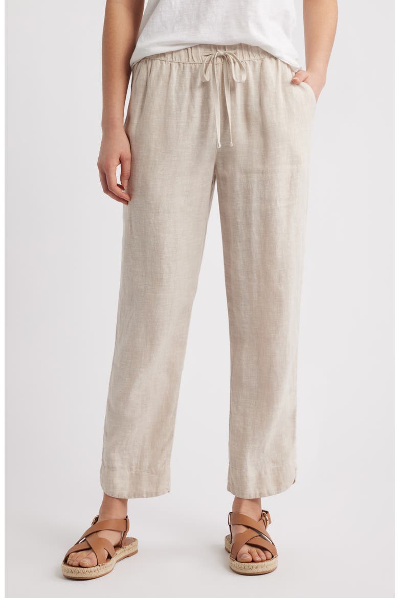 Tapered Linen Pants, Main, color, FLAX