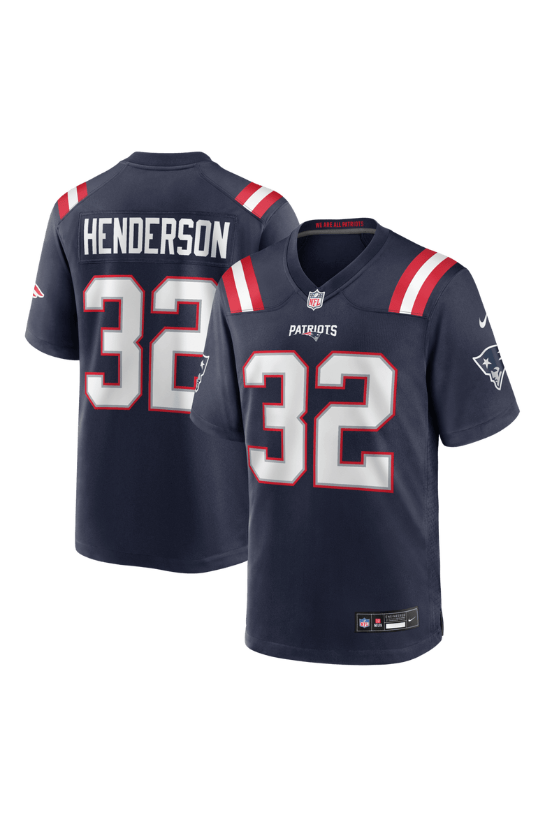 Men's Nike TreVeyon Henderson Navy New England Patriots 2025 NFL Draft Game Jersey, Main, color, Navy
