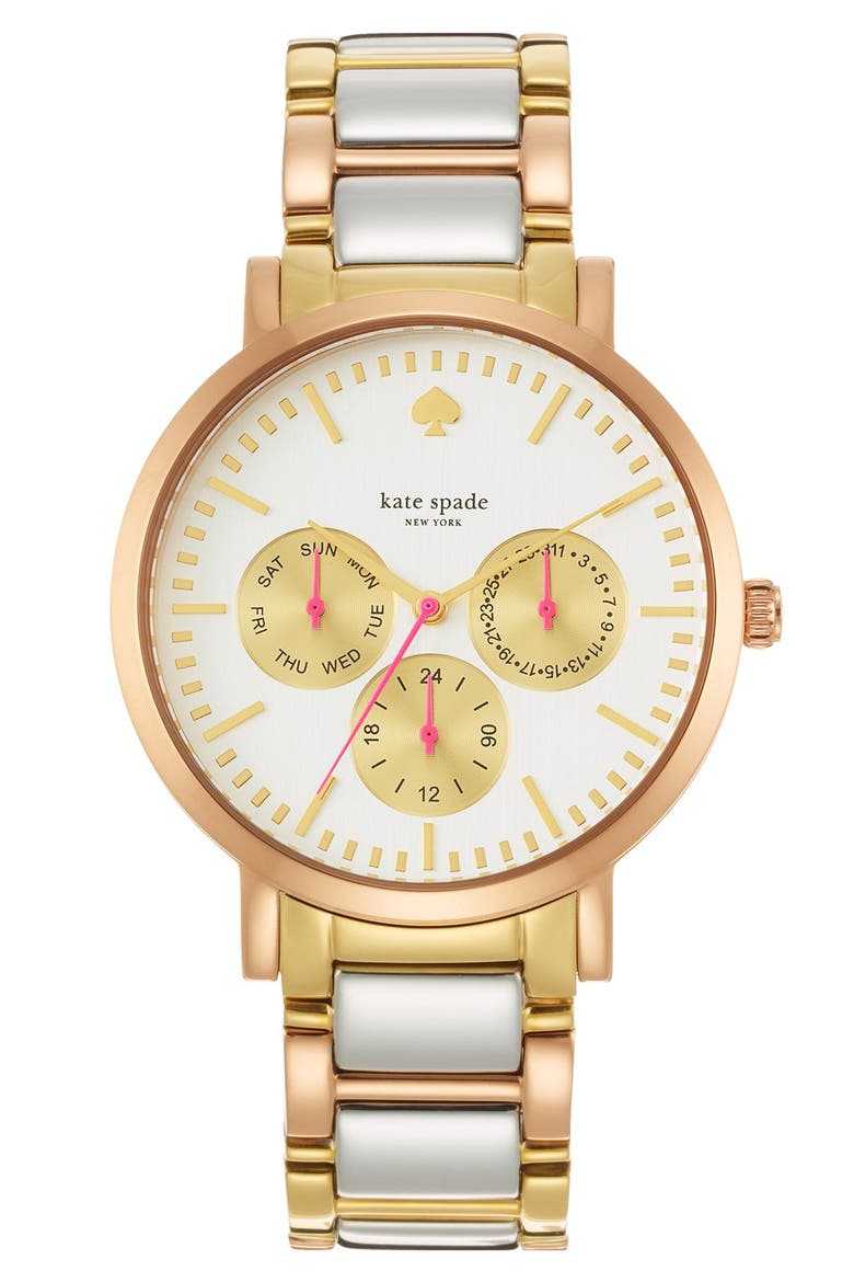 'gramercy grand' multifunction bracelet watch, 38mm, Main, color, TRI-TONE