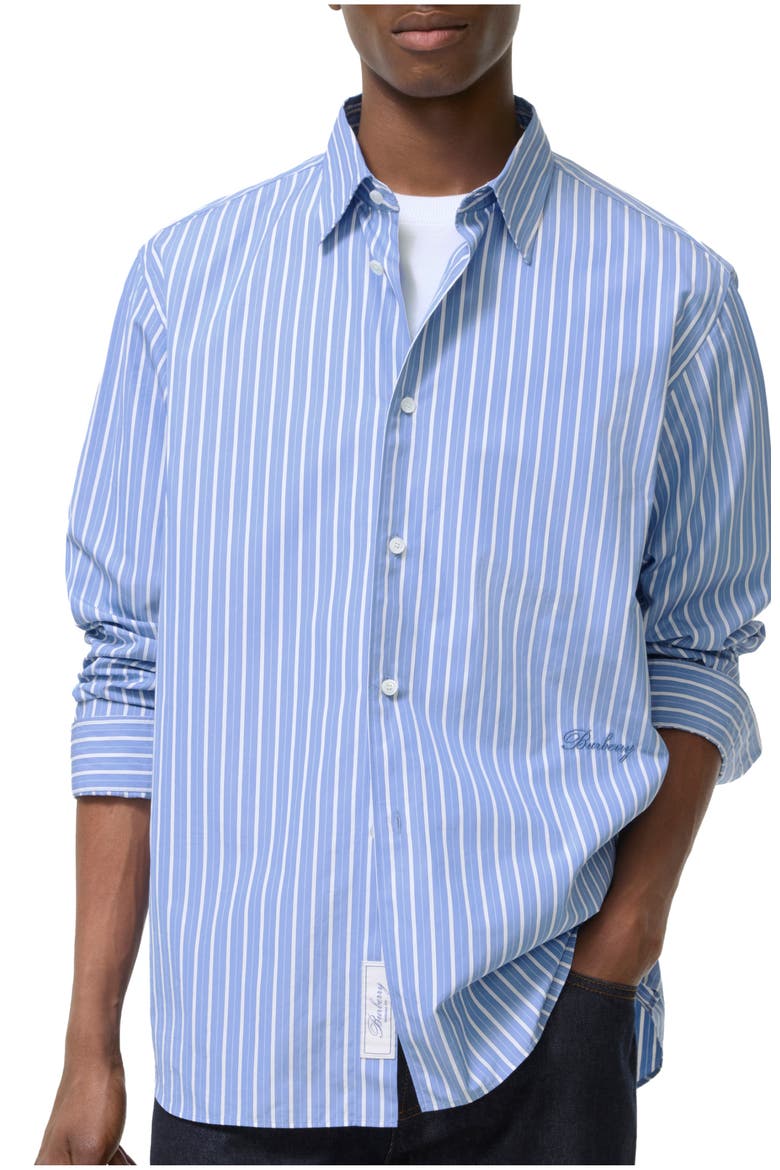 Relaxed Fit Striped Cotton Shirt, Main, color, Classic blue/white