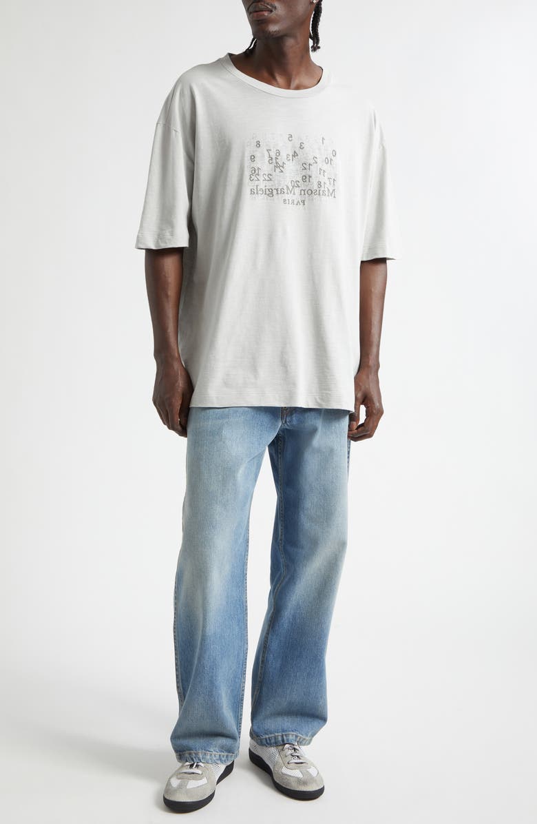 Maison Margiela Numerical Logo Embroidered Graphic T-Shirt, Alternate, color, Pearl Grey