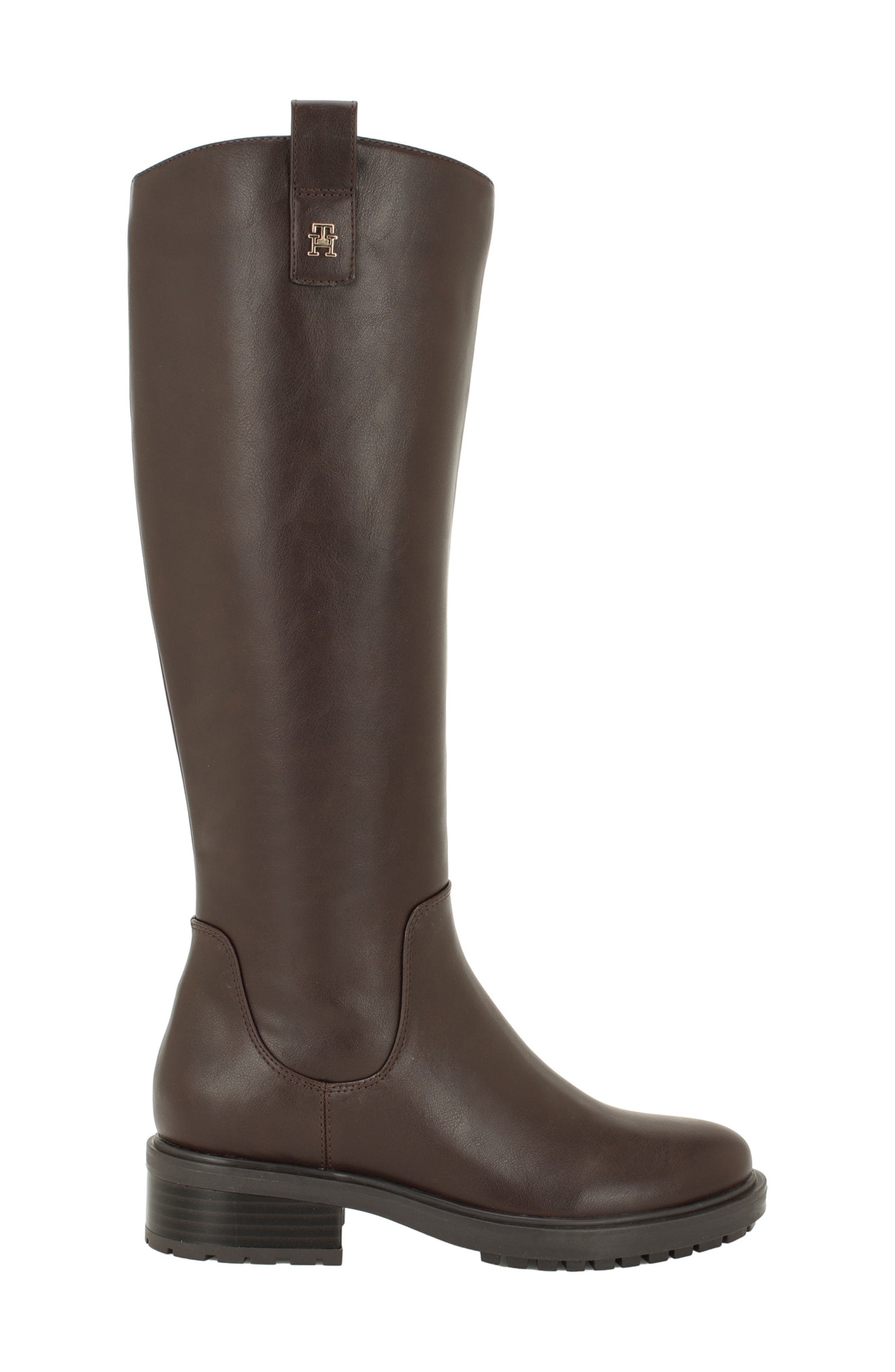 Ashere Knee High Faux Leather Boot, Alternate, color, DARK BROWN